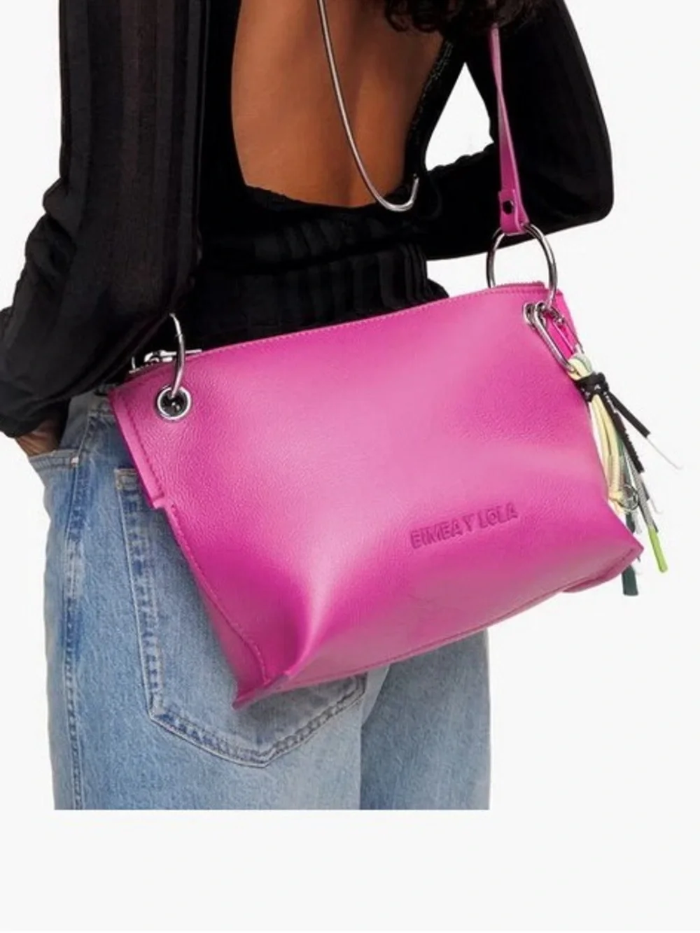 BIMBA Y LOLA crossbody leather bag with accessory chain - Picture 6 of 8